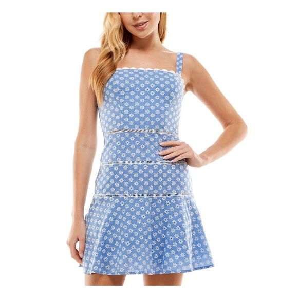 CITY STUDIO Dresses & Skirts - CITY STUDIO Womens Short Dress Blue Sleeveless Ladder Insets Lined Juniors 3